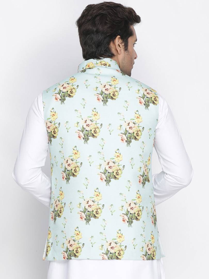 Men's Multicoloured 
Cotton Blend
 Printed Nehru Jackets